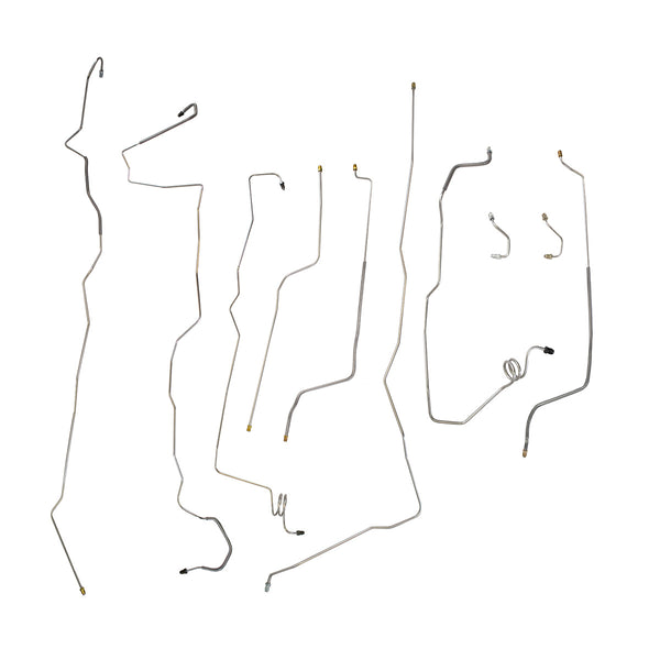 1990-92 Cadillac Brougham 121" WB RWD with ABS Power Rear Drum Complete Brake Line Kit, 10pc Stainless