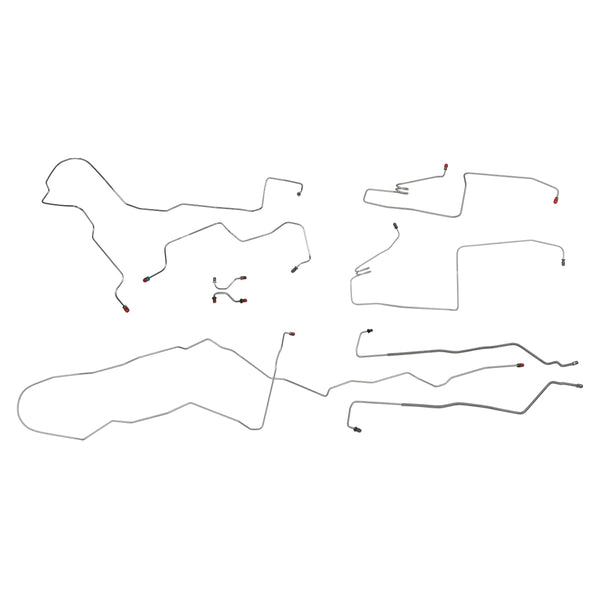 1995-1996 Cadillac Fleetwood Sedan, Power Disc Rear Drum Non Traction Control, Complete Brake Line Kit, 9pc - Stainless Steel