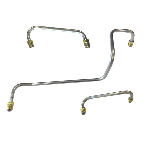1960-61 Cadillac de ville Eldorado 129.5" WB 390CID 3-2bbl Pump to Carb Lines 3pc, Stainless