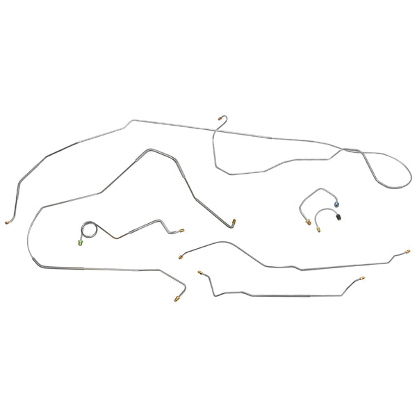 1967 Chevrolet Camaro 1pc F to R Power Drum Brake Line Kit 7pc, Stainless