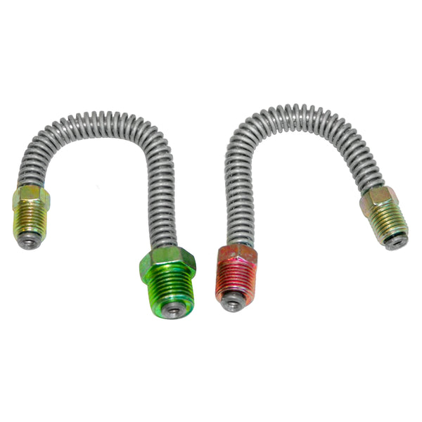 1967-68 GM F X-Body Four-Piston Factory 1/2-20 Lt 3/8-24 Rt Caliper Lines 2pc, Stainless