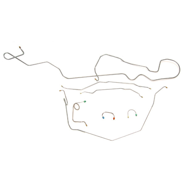 1969 Chevrolet Camaro Manual Drum Brake Line Kit 1pc Front To Rear Line 7pc, Stainless