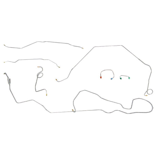 1969 Chevrolet Camaro w/One-Piece F to R Power Drum Brake Line Kit 7pc, Stainless