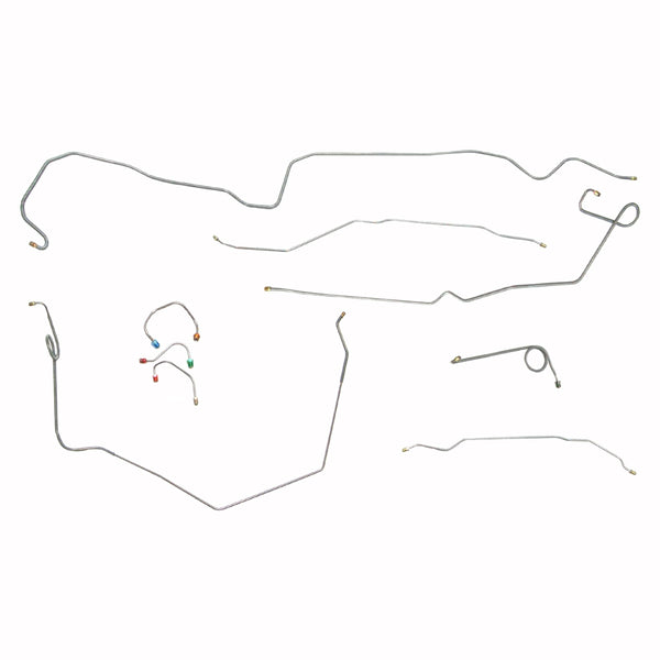 1969 Chevrolet Camaro Complete Manual Disc Brake Line Kit 9pc, 2pc Front to Rear, Stainless