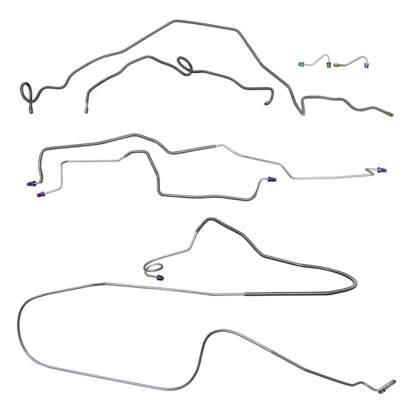 1982-83 Chevrolet Camaro Power Disc Brake Line Kit w/Standard Fittings 7pc, Stainless