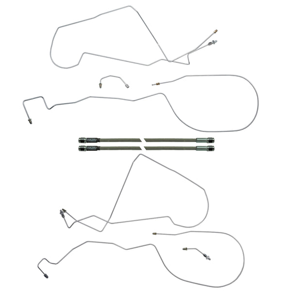 1998-02 Chevrolet Pontiac Camaro Firebird Four Wheel Disc ABS and Traction Control 3/16" F to R Brake Lines (w/ Flex) 4pc, Stainless