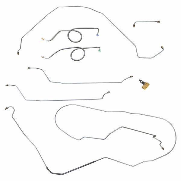 1964-66 El Camino w/Block Mounted in Stock Location Power Disc Brake Conversion Line Kit 7pc, Stainless