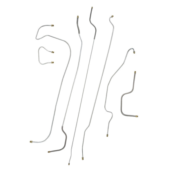 1937 Chevrolet All 112.3" WB Straight Front Axle Drum Brake Line Kit 7pc, Stainless