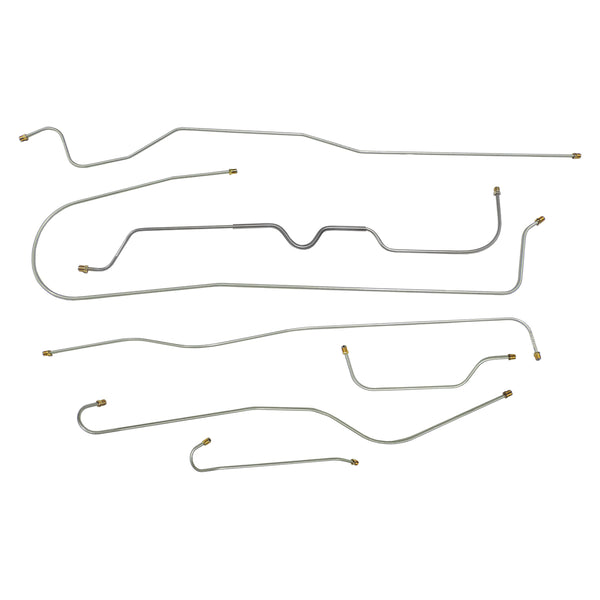 1940 Chevrolet Passenger Car Knee Action Front Axle Complete Drum Brake Line Kit 7pc, Stainless
