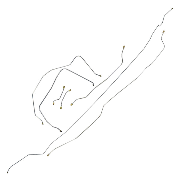 1957 Chevrolet Bel Air w/Single Exhaust (F to R Inside Frame) Power Drum Brake Line Kit 7pc, Stainless