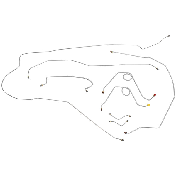 1962-64 Chevrolet Impala Conversion to Dual Reservoir Master Power Drum Brake Line Kit, 9pc, Stainless