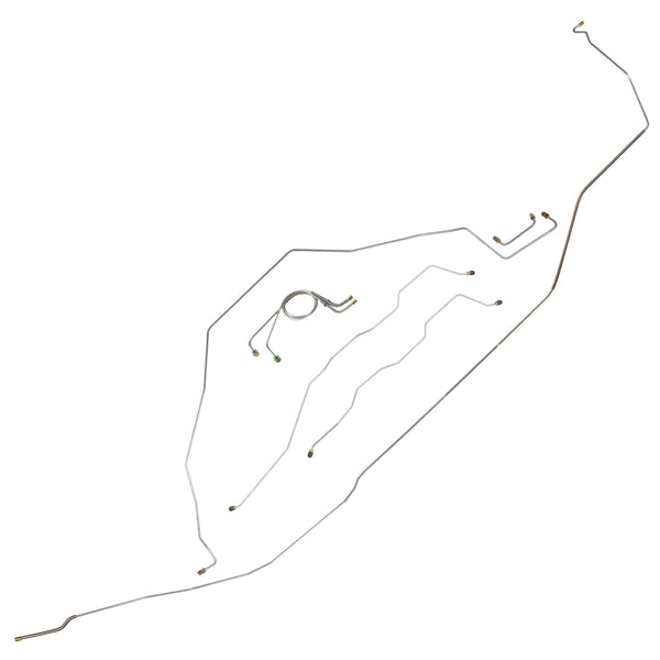 1966 Chevrolet Impala Complete Manual Drum Brake Line Kit Dual Master Conversion 7pc, HDT, Stainless