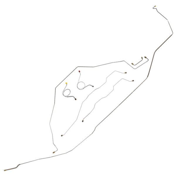 1966 Chevrolet Impala Complete Power Drum Brake Line Kit Dual Master Conversion 7pc, HDT, Stainless