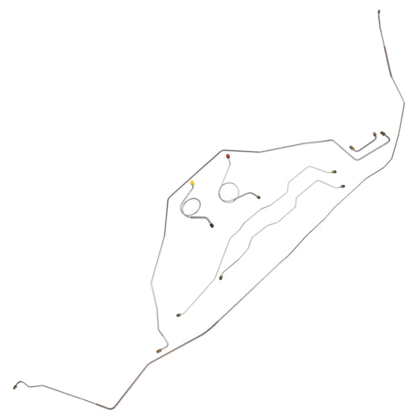 1966 Chevrolet Impala Complete Power Drum Brake Line Kit Dual Master Conversion 7pc, Conv, Stainless