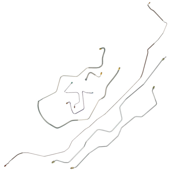 1967-68 Chevrolet Impala V8 (Front of Crossmember) Convertible Power Drum Brake Line Kit 7pc, Stainless