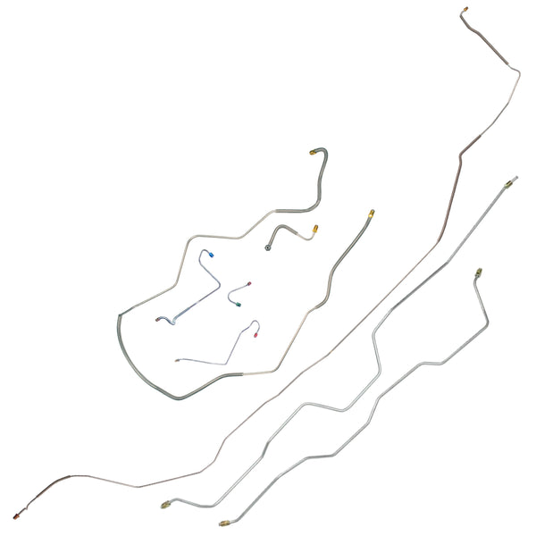 1967-68 Chevrolet Impala V8 (Front of Crossmember) Convertible Power Disc Brake Line Kit 8pc, Stainless