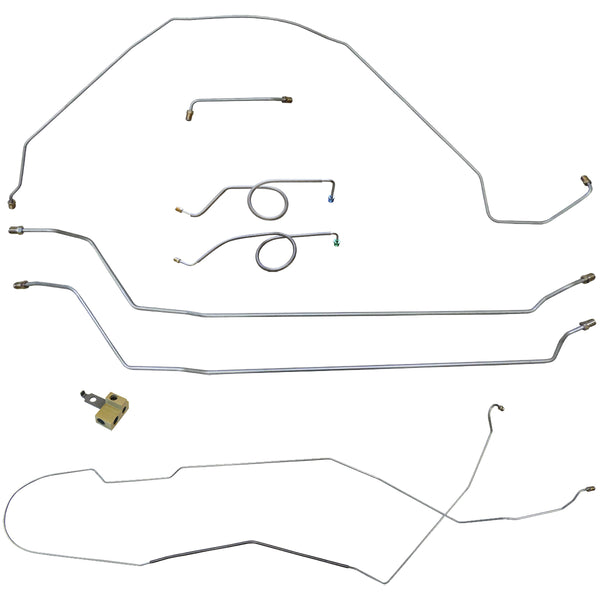 1964 ChevelleMalibuSS Hardtop w/Block Mounted in Stock Location Power Disc Brake Conversion Line Kit 8pc, Stainless