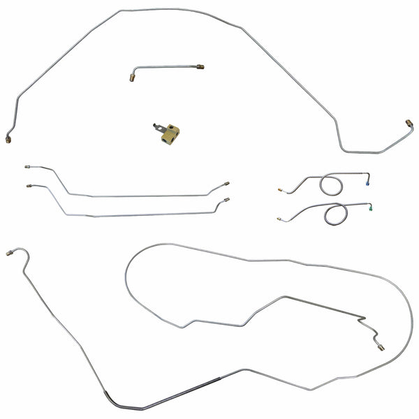 1964 ChevelleMalibuSS Convertible w/Block Mounted in Stock Location Power Disc Brake Conversion Line Kit 8pc, Stainless