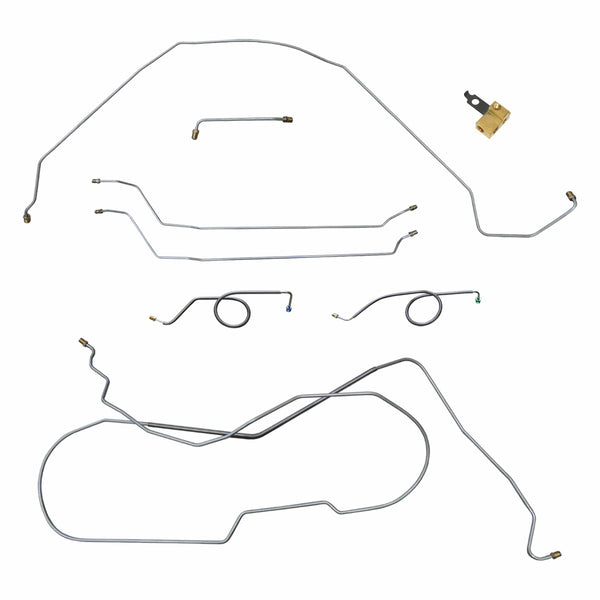 1966 Chevrolet Chevelle Malibu Non SS Complete Disc Brake Conversion Power Disc Brake Line Kit 8pc Hardtop, Block in Stock Location Stainless