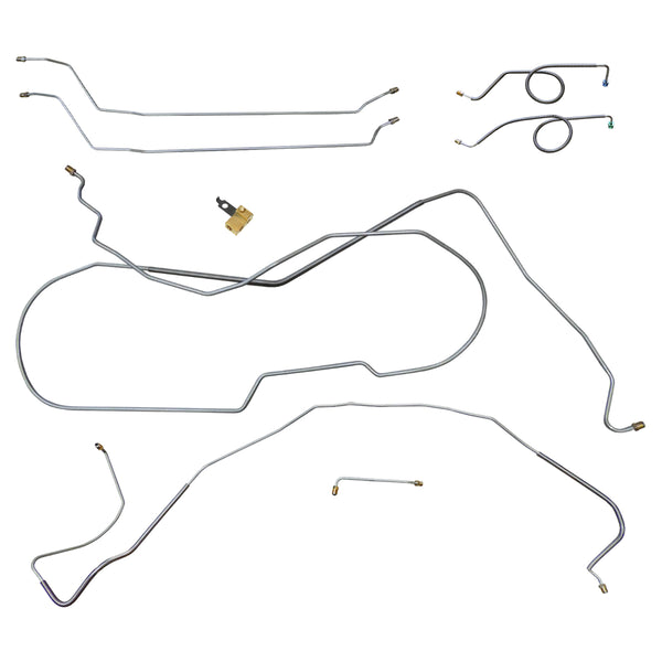 1966 Chevelle/Malibu/SS Hardtop w/Block Mounted in Stock Location Power Disc Brake Conversion Line Kit 8pc, Stainless