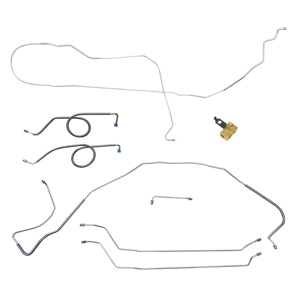 1966 Chevelle/Malibu/El Camino/SS Disc Brake Conversion Line Kit Power Disc Brake 8pc Line Kit, Convertible, Block Mounted in Stock Location, Stainless