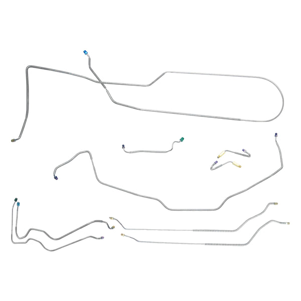 1971-72 Chevrolet Chevelle Malibu SS Complete Power Drum Brake Line Kit 9pc, Conv, Stainless
