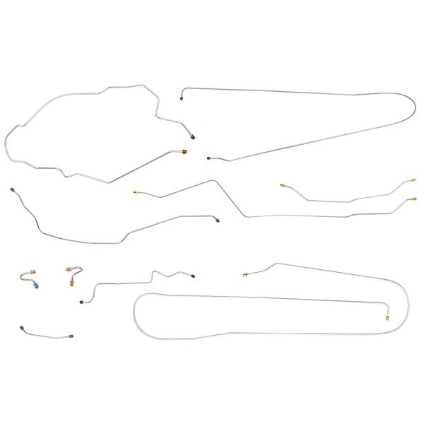1967 Chevrolet GMC Truck 2WD 1/2 Ton Long Bed Coil Rear Complete Manual Drum Brake Line Kit 9pc, Stainless