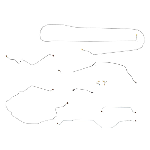 1967 Chevrolet GMC Truck 2wd Complete Power Drum Brake Line Kit 9pc, 3/4 ton, Coil Rear, Longbed, Stainless