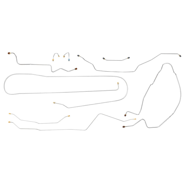 1968-69 Chevrolet GMC Truck 2wd Complete Manual Drum Brake Line Kit 9pc, 1/2 ton, Coil Rear, Long Bed 9pc Stainless