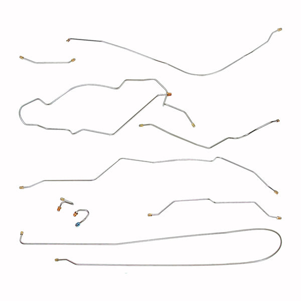 1968-69 Chevrolet GMC Truck 2WD 3/4-Ton Long Bed Leaf Rear Complete Manual Drum Brake Line Kit 9pc, Stainless