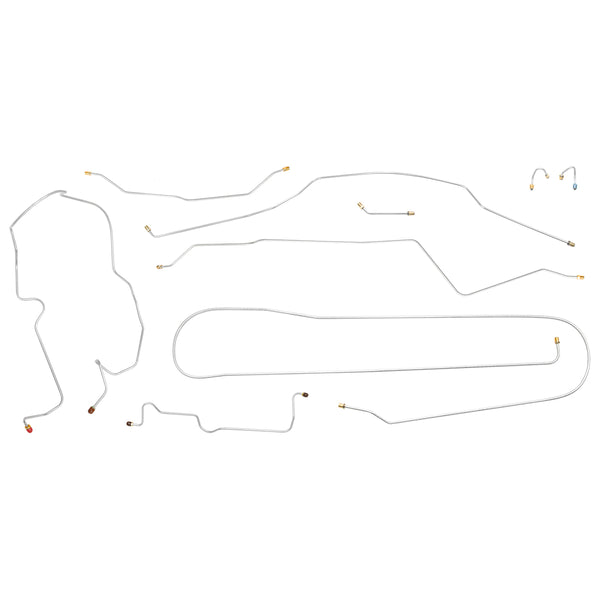 1970 Chevrolet GMC Truck 2WD 1/2-Ton Std. Cab Long Bed Coil Rear Manual Drum Brake Line Kit 9pc, Stainless