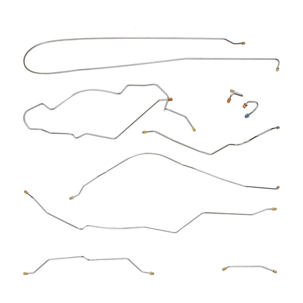 1970 Chevrolet/GMC Truck 2WD 1/2-Ton Std. Cab Longbed w/Leaf Rear Manual Drum Brake Line Kit 9pc, Stainless