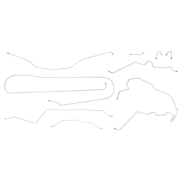 1970 Chevrolet GMC Truck 2wd Complete Power Drum Brake Line Kit 9pc, 1/2 ton, Coil Rear, Long Bed 9pc Stainless