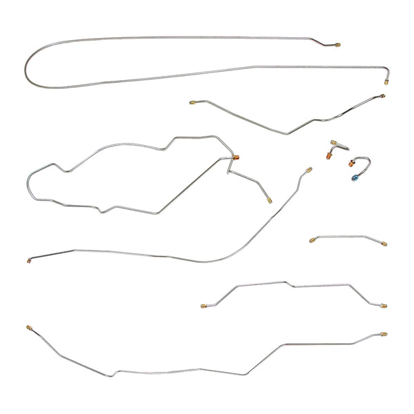 1970 Chevrolet GMC Truck 2wd Complete Manual Drum Brake Line Kit 9pc, 3/4 ton, Leaf Rear, Long Bed, Stainless