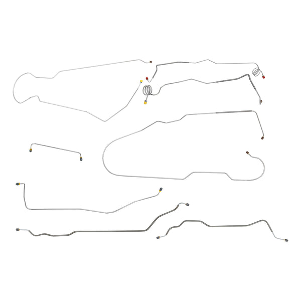 1973-80 Chevrolet GMC Truck 2wd Complete Manual Disc Brake Line Kit 8pc, 1/2 ton, Long Bed, Stainless