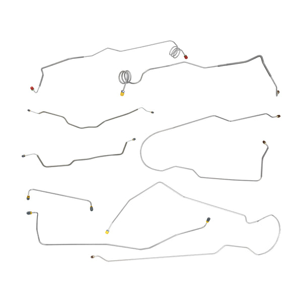 1973-80 Chevrolet GMC Suburban 2wd Complete Manual Disc Brake Line Kit 8pc, 3/4 ton, Stainless