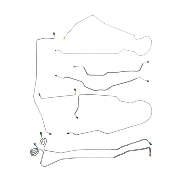 1973-80 Chevrolet GMC Suburban 2wd Complete Power Disc Brake Line Kit 8pc, 3/4 ton, Stainless
