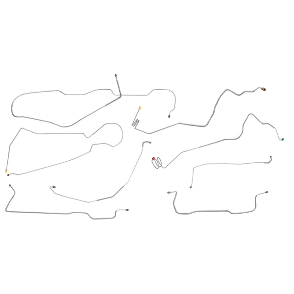 1981-87 Chevrolet GMC Truck 4WD 1-Ton Std. Cab Longbed Single Rear Wheels w/o Load Valve Power Disc Complete Brake Line Kit 8pc, Stainless