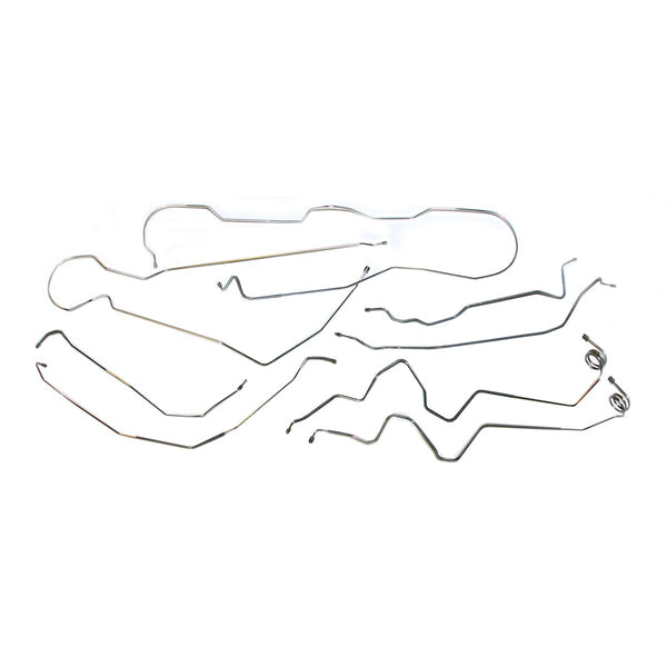 1981-87 Chevrolet GMC Truck, 4WD 1/2-Ton Long Bed w/o Load Valve, Power Disc Brake Line Kit, 8pc, Stainless