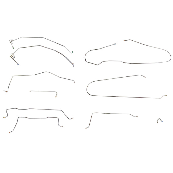 1981-92 Chevrolet/GMC Truck 2wd Power Disc Full Brake Line Kit 9pc, 1 Ton Longbed Crew Single Rear Axle w/Load Valve, Stainless
