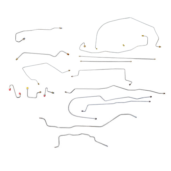 1990-94 2WD Chevy Truck Power Disc Brake Line Kit, 3/4 Ton, Ext. Cab Longbed, 11 pc, Stainless
