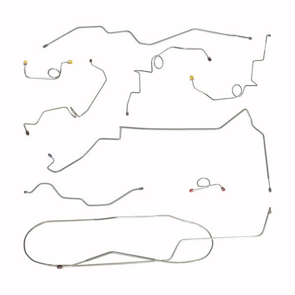 Late 1996-97 Chevrolet GMC S10 Sonoma 4WD Std. Cab Long Bed (Side of ABS) Power Disc Brake Line Kit 9pc, Stainless