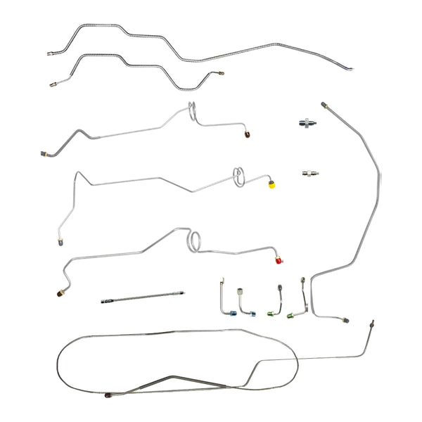 1998-99 Chevrolet/GMC S10/Sonoma 2WD Std. Cab Longbed w/Rear Drum Complete Brake Line Kit 11pc, Stainless