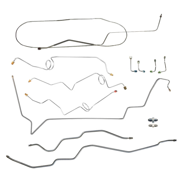 1998-99 Chevrolet/GMC S10/Sonoma 4WD Std. Cab Longbed w/Rear Drum Complete Brake Line Kit 11pc, Stainless