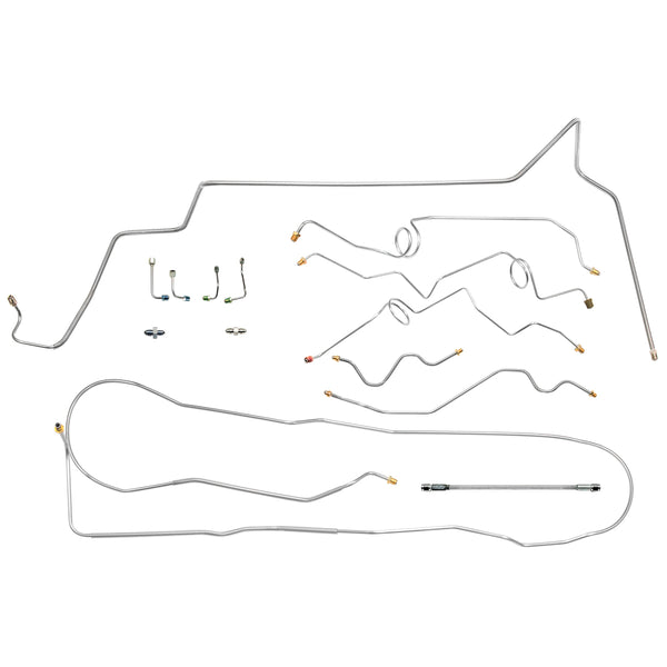 1998-1999 (Early 2000) Chevrolet GMC Blazer Jimmy 4WD Four-Wheel Disc Complete 3/16" & 1/4" Brake Line Kit 9pc, Stainless
