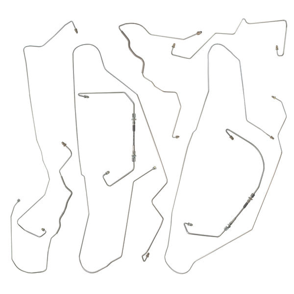 2001-04 Chevrolet Corvette LS1 Four-Wheel Disc w/Front-Mount ABS Complete Brake Line Kit 8pc, Stainless