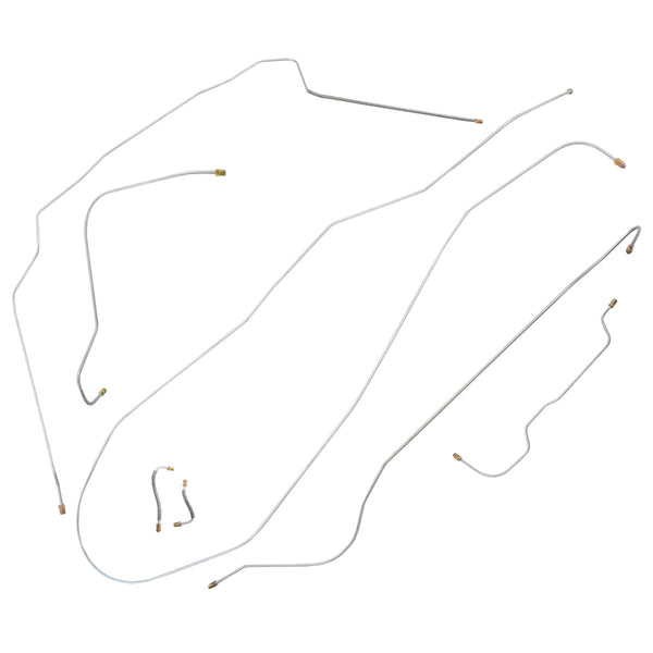 1954 Chevrolet Corvette w/3/16" Front Crossover Manual Drum Complete Brake Line Kit 7pc, Stainless