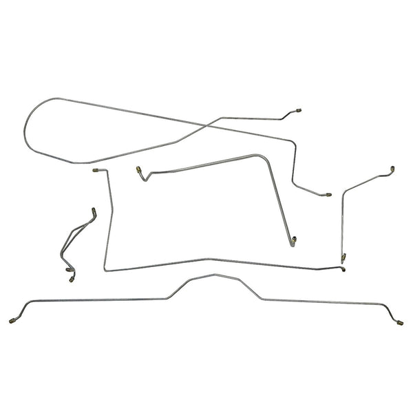 1963-64 Chevrolet Corvette Manual Drum Complete Brake Line Kit 8pc, Stainless