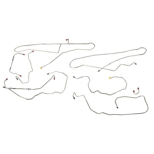 1998(Late)-00 Chevrolet Corvette LS1 Four-Wheel Disc w/ Front Mounted ABS Complete Brake Line Kit 12pc, Stainless