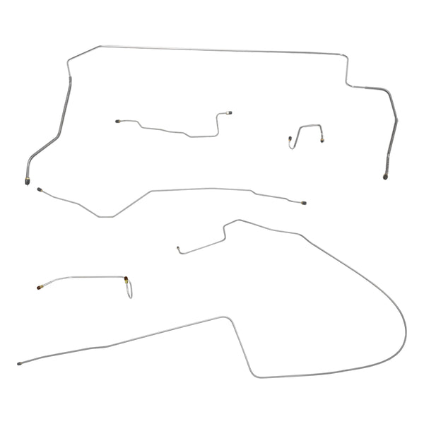 1966 Dodge Coronet Charger, Hump Right Front, Dana 60 Rear Axle, Power Drum Brake Line Kit 6pc, Stainless